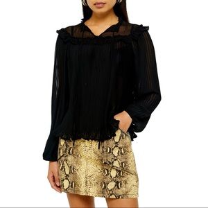 TOPSHOP Ruffle Pleat Chiffon Blouse